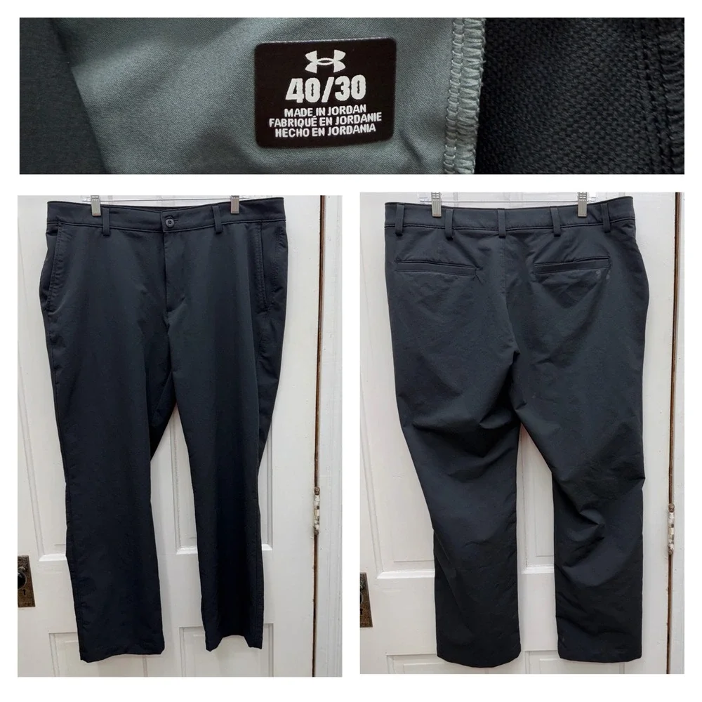 Under Armour Mens 40 x 30 Black Golf Athletic Pants Performance Dress Trousers